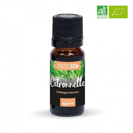 Huile essentielle de Citronnelle d'Origine Biologique 10 ml - DIRECT NATURE